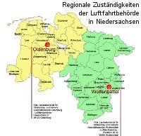 Regionale Zuständigkeiten der Luftfahrtbehörde in Niedersachsen