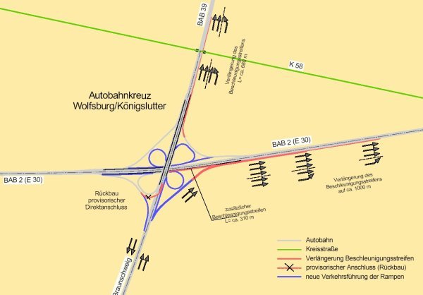 Umbau des Autobahnkreuzes Wolfsburg/ Königslutter: Übersicht