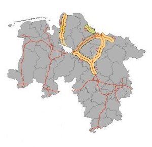 Zuständigkeit des Geschäftsbereichs Verden auf Bundesautobahnen