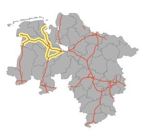 Zuständigkeit des Geschäftsbereichs Oldenburg auf Bundesautobahnen