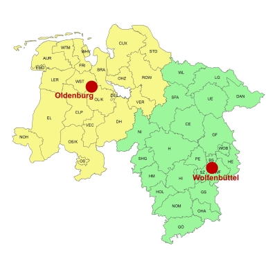 Regionale Zuständigkeiten der Luftfahrtbehörde in Niedersachsen