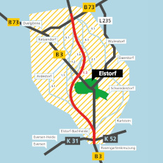 Die Vorzugsvariante 1.3 westlich von Elstorf