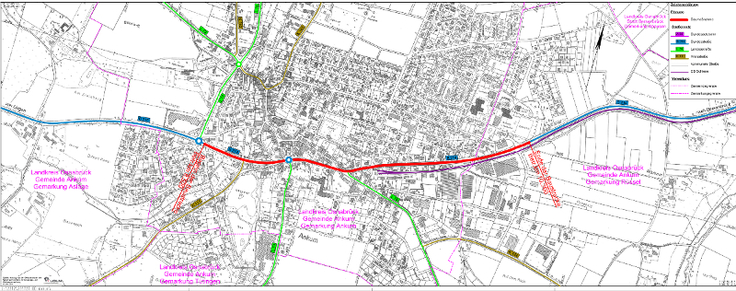 Die Baumaßnahme im Zuge der Bundesstraße 214 in Ankum in der Übersicht (Download als detailliertes PDF rechts).