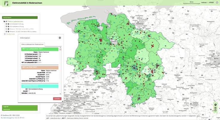 Ansicht des Ladeatlas-Screens