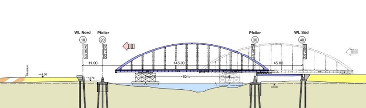 Beispielhafte Darstellung des Einschubs der neuen Ledabrücke