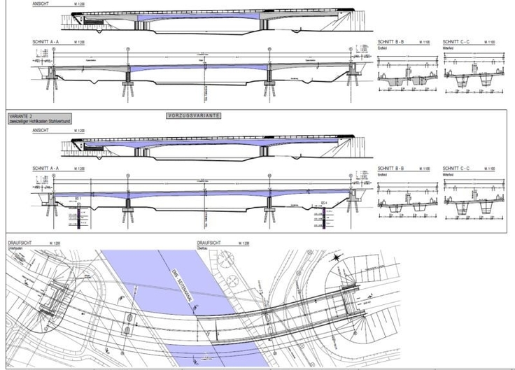Zwei Varianten für das Bauwerk 1 über den Ems-Seitenkanal