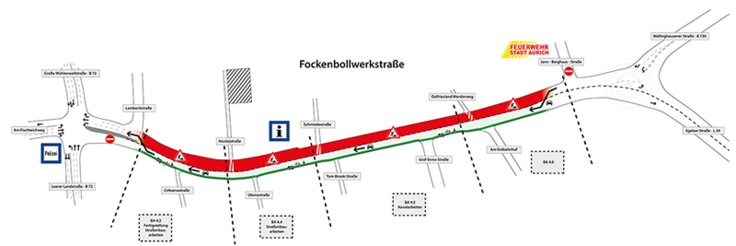 Bauabschnitte 4.2 bis 4.5 der Fockenbollwerkstrasse in Aurich - L34
