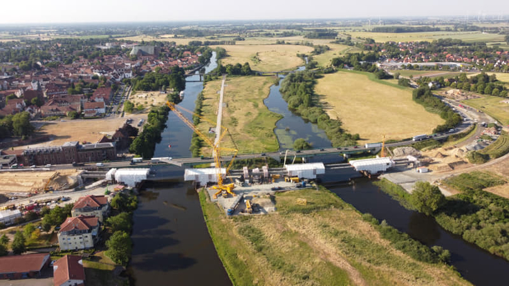 Luftbild Stahlmontage Allerbrücke