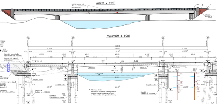 Technische Zeichnung der neuen Ostebrücke