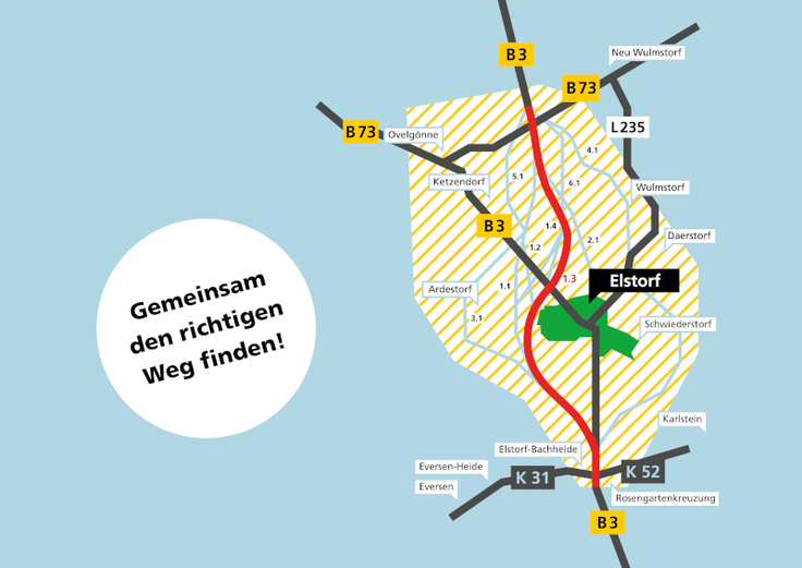 Die Neubautrasse der B 3 Ortsumgehung Elstorf