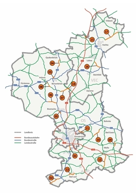 Baumaßnahmen im Geschäftsbereich Osnabrück im Jahr 2024