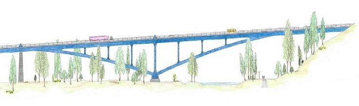 Ansichtszeichnung der neuen Odertalbrücke
