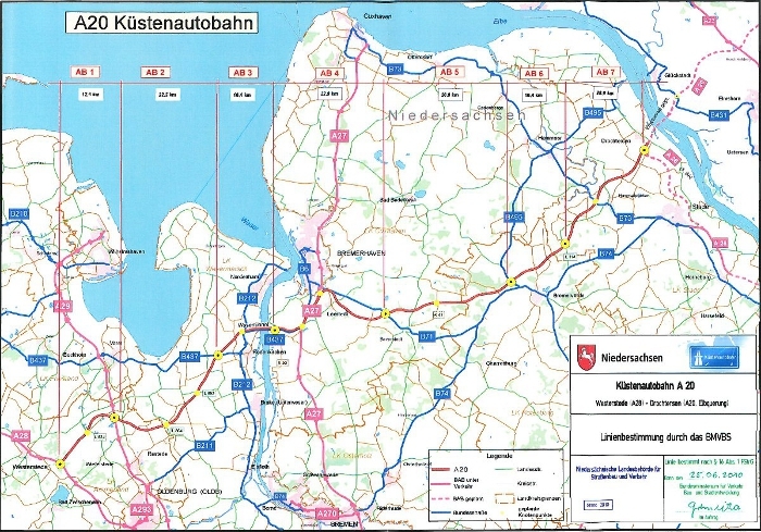 Die linienbestimmte Trasse der Küstenautobahn A 20