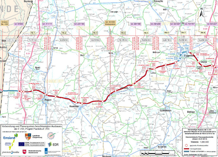 Die Planungsabschnitte der Europastraße 233 in der Übersicht