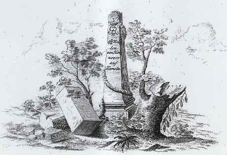 Abbildung eines Meilensteins an der Chaussee von Hannover nach Hameln von 1780
