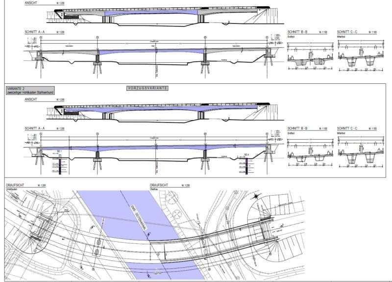 Zwei Varianten für das Bauwerk 1 über den Ems-Seitenkanal